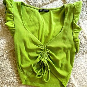 Green Zara crop top